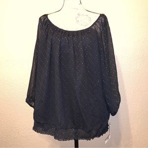 NWT Elle Woman Black Tie top size 1X